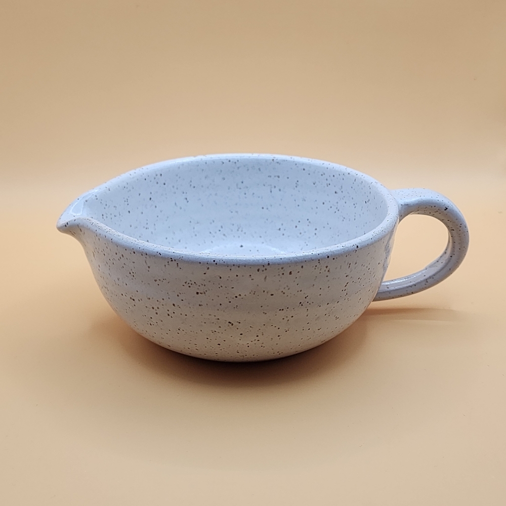 Studio Pottery Rachael Pots White Speckled Glazed Dressing Bowl w/ Spout